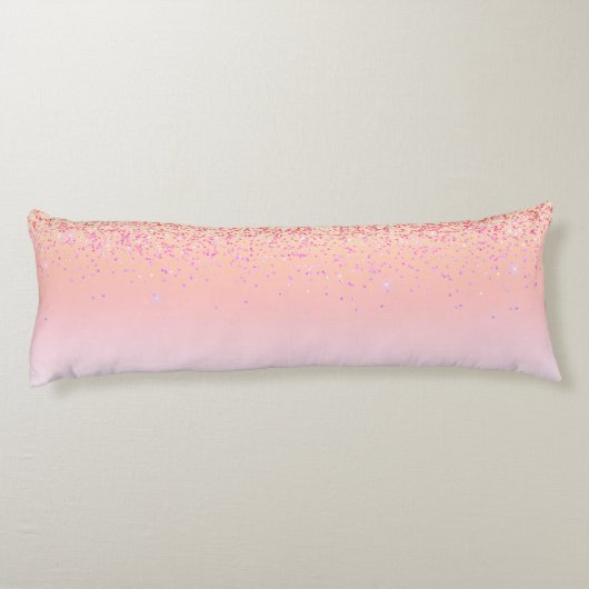 Rainbow Pastel Girly Glitter Metal Monogram Naam Lichaamskussen (Achterkant)