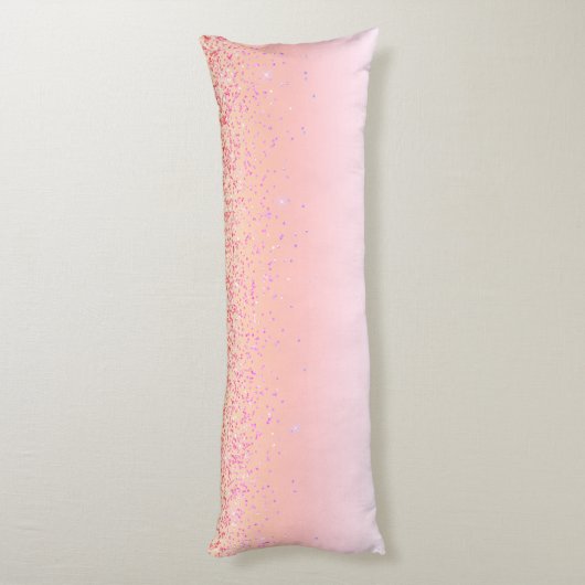 Rainbow Pastel Girly Glitter Metal Monogram Naam Lichaamskussen (Achterkant (Verticaal))