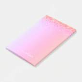 Rainbow Pastel Girly Glitter Metal Monogram Naam Post-it® Notes (Schuin)