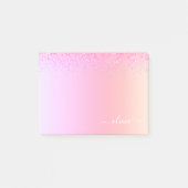 Rainbow Pastel Girly Glitter Metal Monogram Naam Post-it® Notes (Voorkant)