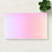 Rainbow Pastel Girly Glitter Metal Monogram Naam Post-it® Notes (Kantoor)