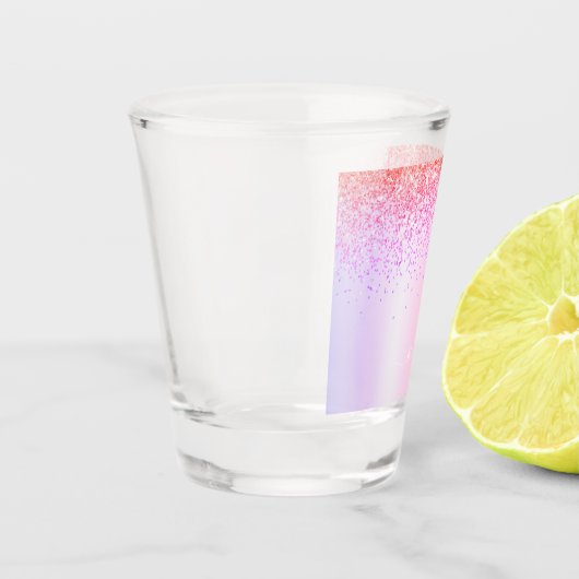 Rainbow Pastel Girly Glitter Metal Monogram Naam Shot Glas (Links)