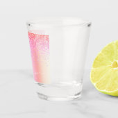 Rainbow Pastel Girly Glitter Metal Monogram Naam Shot Glas (Rechts)