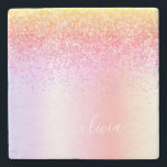 Rainbow Pastel Girly Glitter Metal Monogram Naam Stenen Onderzetter<br><div class="desc">Rainbow Pastel Faux Folie Metallic Sparkle Glitter Brushed Metal Monogram Name Stone Tile. Dit maakt het perfecte afstuderen,  zoete 16 verjaardag,  bruiloft,  vrijgezellenfeest,  verjaardagsdag,  baby shower of vrijgezellenfeest voor iemand die van luxe en chic stijlen houdt.</div>
