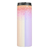 Rainbow Pastel Girly Glitter Metal Monogram Naam Thermosbeker (Achterkant)