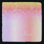Rainbow Pastel Girly Glitter Metal Monogram Naam Trivet<br><div class="desc">Rainbow Pastel Faux Folie Metallic Sparkle Glitter Brushed Metal Monogram Naam Stone Trivet. Dit maakt het perfecte afstuderen,  verjaardagscadeau,  bruiloft,  vrijgezellenfeest,  jubileum,  baby shower of vrijgezellenfeest cadeau voor iemand die houdt van glamoureuze en chique stijlen.</div>
