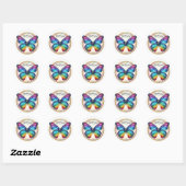 Rainbow Pastel Glitter Butterfly - Dank u - Ronde Sticker (Vel)