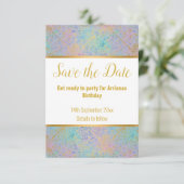 RAINBOW PASTEL GLITTER GOLD RESPONS RSVP (Staand voorkant)