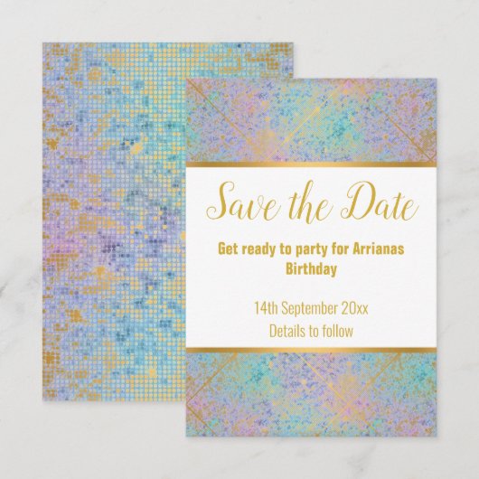 RAINBOW PASTEL GLITTER GOLD RESPONS RSVP (Voorkant / Achterkant)