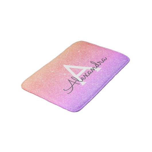 Rainbow Pastel Glitter Sparkle Monogram Badmat (Gekanteld)