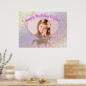 Rainbow Pastel Glitter Unicorn Party Photo Banner Poster (Keuken)