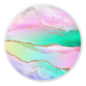 Rainbow Pastel Gold Agate Keramische Knop (Voorkant)