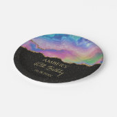 Rainbow Pastel Gold Glitter Abstract Watercolor Papieren Bordje (Gekanteld)