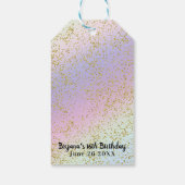 Rainbow Pastel Gold Glitter Fantasy Birthday Party Cadeaulabel (Achterkant)