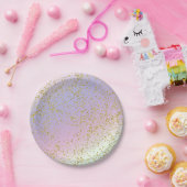 Rainbow Pastel Gold Glitter Fantasy Birthday Party Papieren Bordje (Feest)