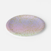 Rainbow Pastel Gold Glitter Fantasy Birthday Party Papieren Bordje (Gekanteld)