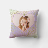 Rainbow Pastel Gold Glitter Heart Photo Afbeelding Kussen (Achterkant)