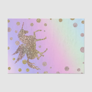 Rainbow Pastel Gold Glitter Unicorn Birthday Party Tissuepapier