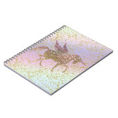 Rainbow Pastel Gold Glitter Unicorn Trendy Girls Notitieboek (Linkerzijde)