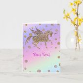 Rainbow Pastel Gold Stippen Unicorn Birthday Party Kaart (Gele Bloem)