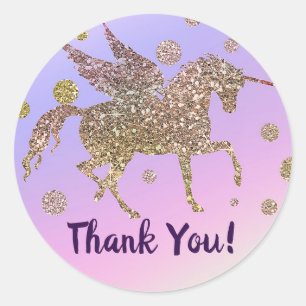 Rainbow Pastel Gold Stippen Unicorn Birthday Party Ronde Sticker