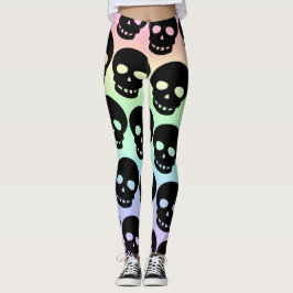 Rainbow Pastel Gothic schedels Big Print Leggings