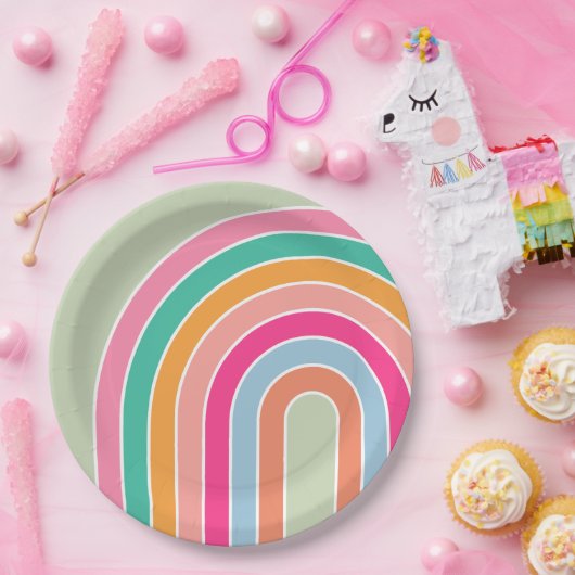 Rainbow Pastel Green Papieren Bordje (Feest)