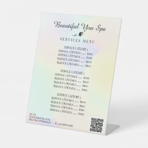 *~* Rainbow Pastel Hologram Table Pedestal Sign Reclamebord Met Voetstuk