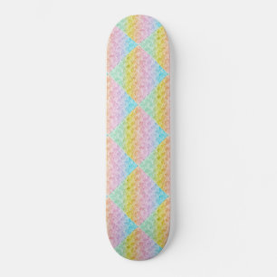 Rainbow Pastel Kleuren Diamant Patroon Skateboard