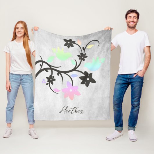 Rainbow Pastel Lovebird Fleece Blanket Deken (In situ)