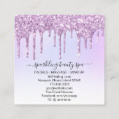 *~* Rainbow Pastel Magenta Drip GLITTER AP7 Vierkante Visitekaartje (Achterkant)