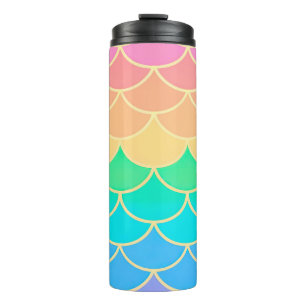 Rainbow Pastel Mermaid Scales Seamless Pattern Thermosbeker