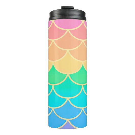 Rainbow Pastel Mermaid Scales Seamless Pattern Thermosbeker (Voorkant)