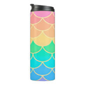 Rainbow Pastel Mermaid Scales Seamless Pattern Thermosbeker (Geroteerd rechts)