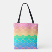 Rainbow Pastel Mermaid Scales Seamless Pattern Tote Bag (Achterkant)