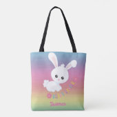 Rainbow Pastel Paashaas Kind Gepersonaliseerd Tote Bag (Achterkant)