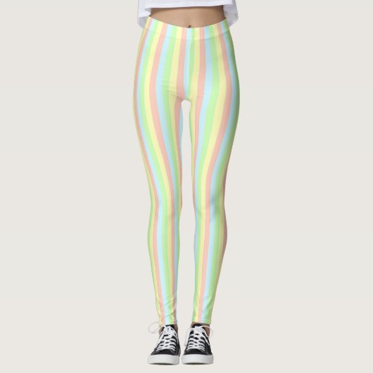Rainbow Pastel Pinstripe Leggings (Voorkant)