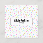 Rainbow Pastel Polka Dots Abstract Vierkante Visitekaartje (Voorkant)