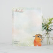 Rainbow Pastel & Robin Personal Letterhead Briefhoofd Ontwerp (Staand voorkant)