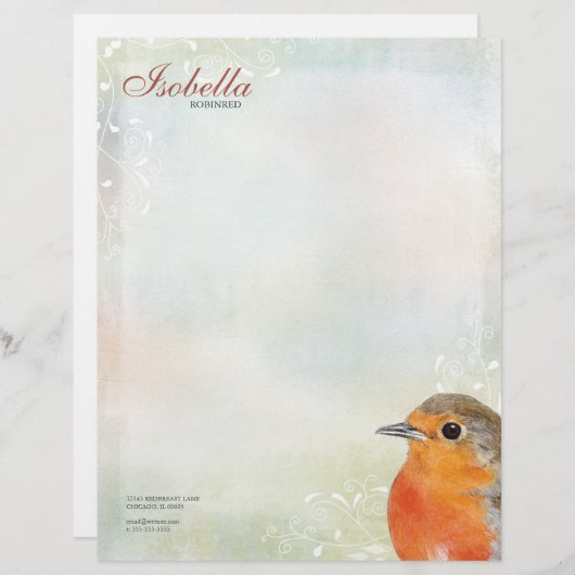 Rainbow Pastel & Robin Personal Letterhead Briefhoofd Ontwerp (Voorkant / Achterkant)