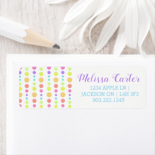 Rainbow Pastel Stippen Pattern Etiket (Insitu)