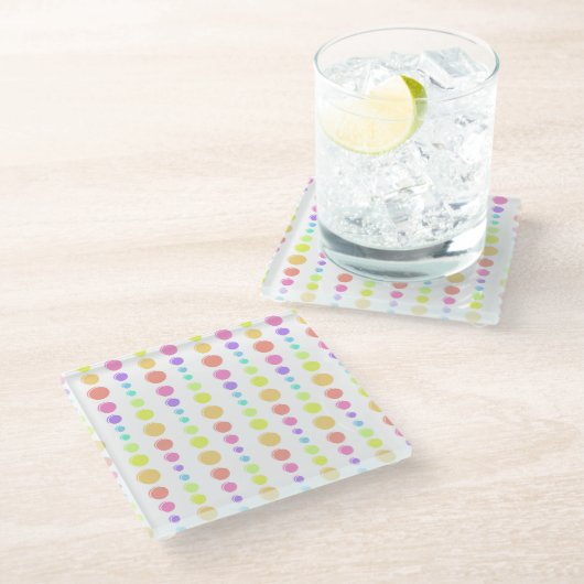 Rainbow Pastel Stippen Pattern Glazen Onderzetter (Schuin)