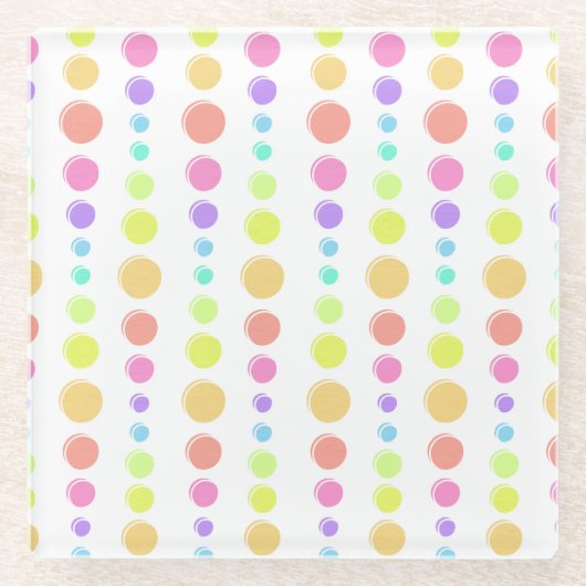 Rainbow Pastel Stippen Pattern Glazen Onderzetter (Voorkant)