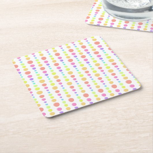 Rainbow Pastel Stippen Pattern Kartonnen Onderzetters (Schuin)