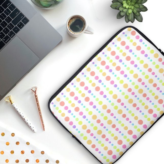 Rainbow Pastel Stippen Pattern Laptop Sleeve (Cute Rainbow Dots Pattern Laptop Sleeve)