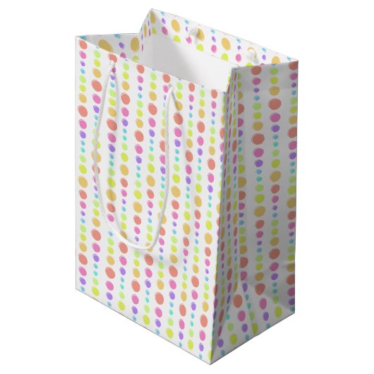 Rainbow Pastel Stippen Pattern Medium Cadeauzakje (Voorkant Gekanteld)