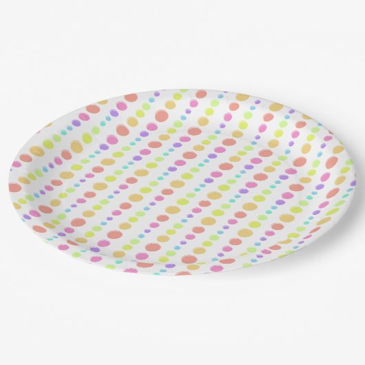Rainbow Pastel Stippen Pattern Papieren Bordje (Gekanteld)