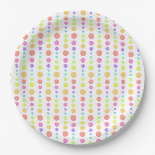 Rainbow Pastel Stippen Pattern Papieren Bordje (Voorkant)