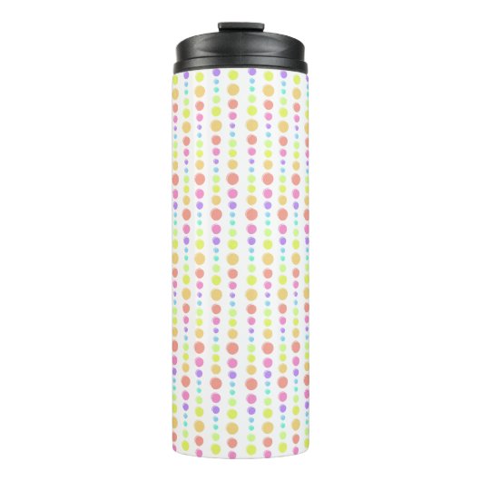 Rainbow Pastel Stippen Pattern Thermosbeker (Voorkant)