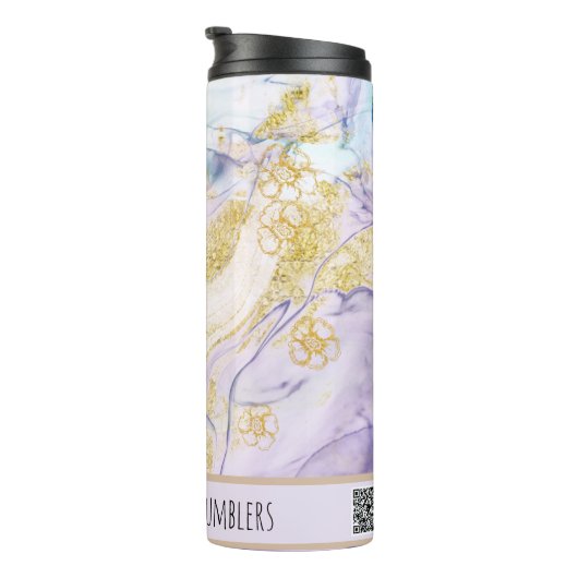 *~* Rainbow Pastel SWAG Marble QR Thermal Tumbler Thermosbeker (Geroteerd rechts)